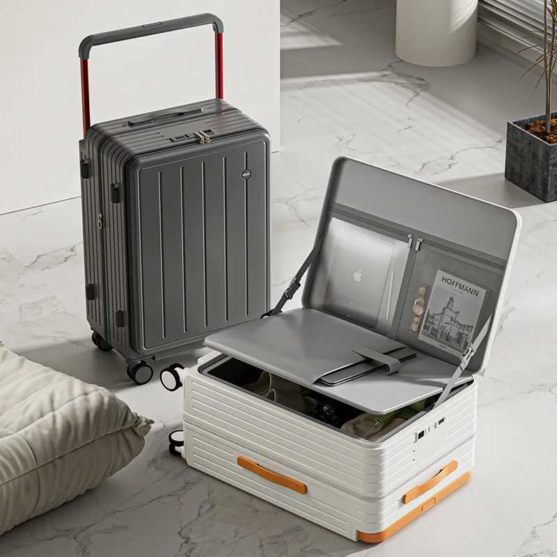Front Opening MultiFunctional Suitcase Business Wide Trolley Luggage ABSPC Largecapacity Password Box Travel Trolley Case W251028-image-1082097038