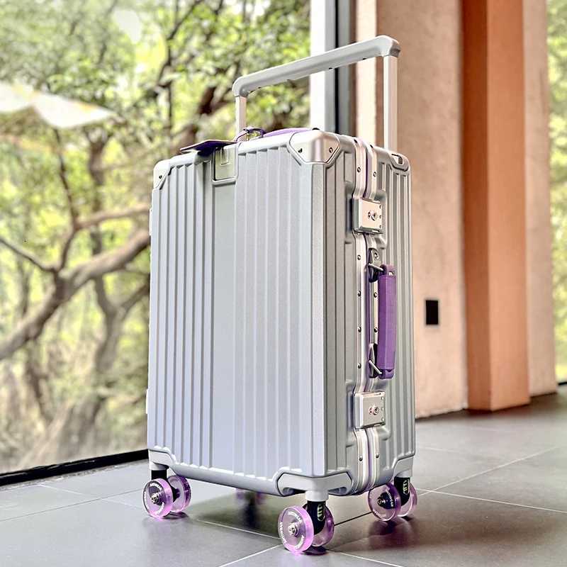Womens WideTube Telescopic Handle Luggage 2025 New Style 20inch CarryOn Suitcase W251028-image-1082098241