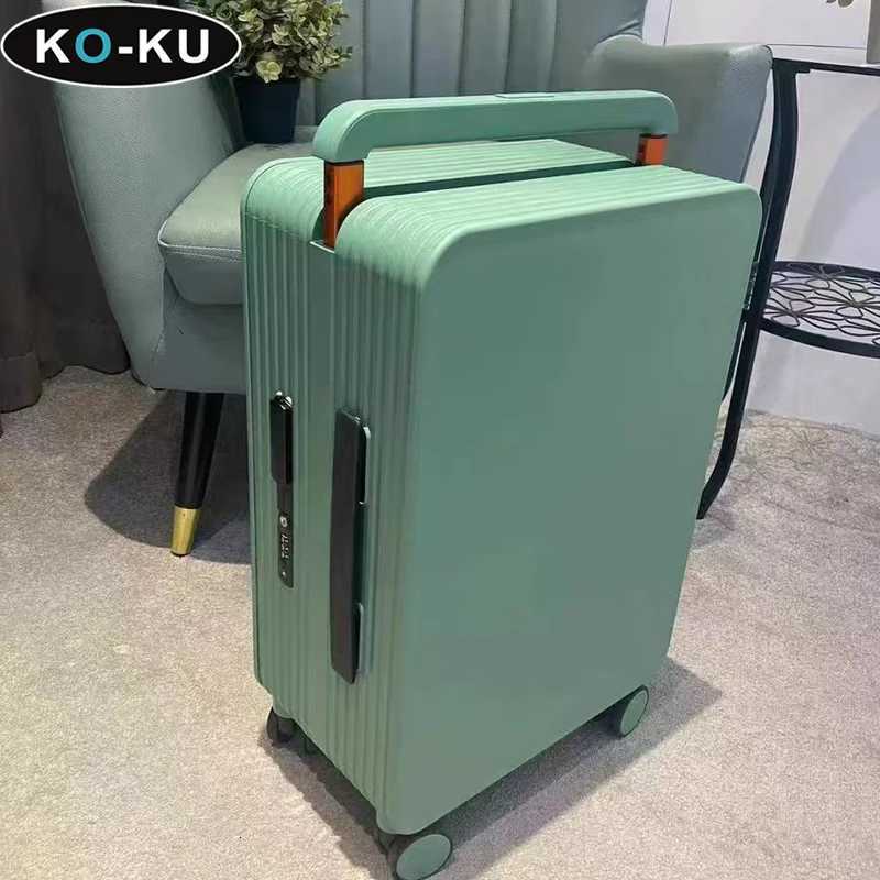 KOKU Wide Trolley Aluminium Frame Suitcase Silent Universal Wheel Luggage 24 inch Carry on Suitcase 20 Inch Boarding Box W251028-image-1082097126