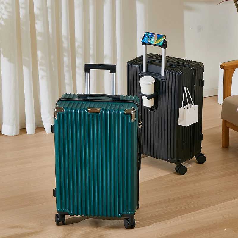 2628 Inch Travel Suitcase Handheld Luggage with Password Box Cup Holder Mobile Phone Stand Side Hook Universal Wheels Capacity W251028-image-1082097753
