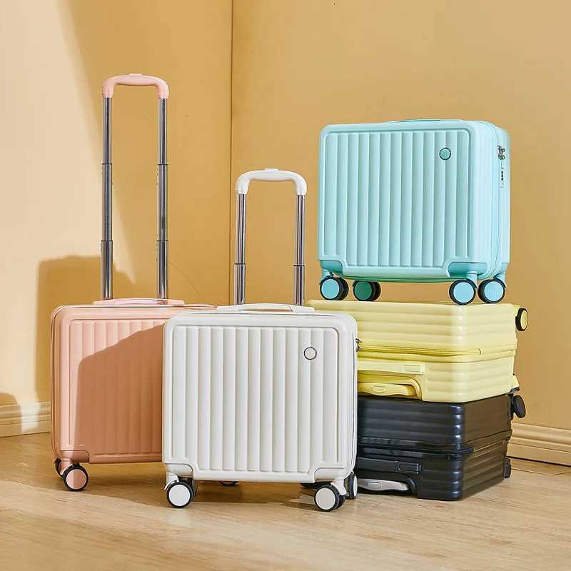 18Inch New Model Carryon Suitcase With Three Rods Cup Holder And Phone Stand Suitable For Both Men And Women In Macaroon W251028-image-1082096903