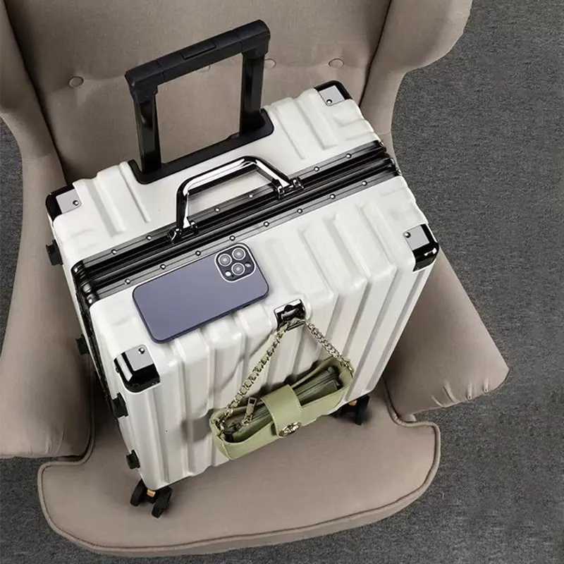 Aluminum Frame Suitcase Universal Wheel Boarding Rolling Luggage Lightweight Trolley Case Combination TSA Lock 20222426 Inch W251028-image-1082096699