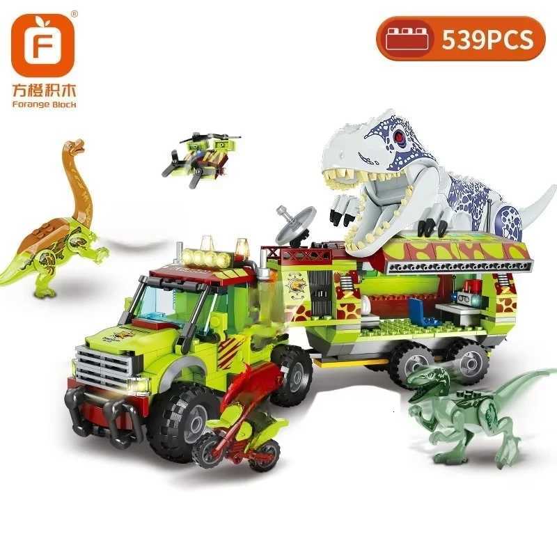 Jurassic Dino World Building Blocks Tyrannosaurus OffRoad Vehicle Triceratops Transport Truck Dinosaur Figures Bricks DIY Toys K260311-image-1097063231