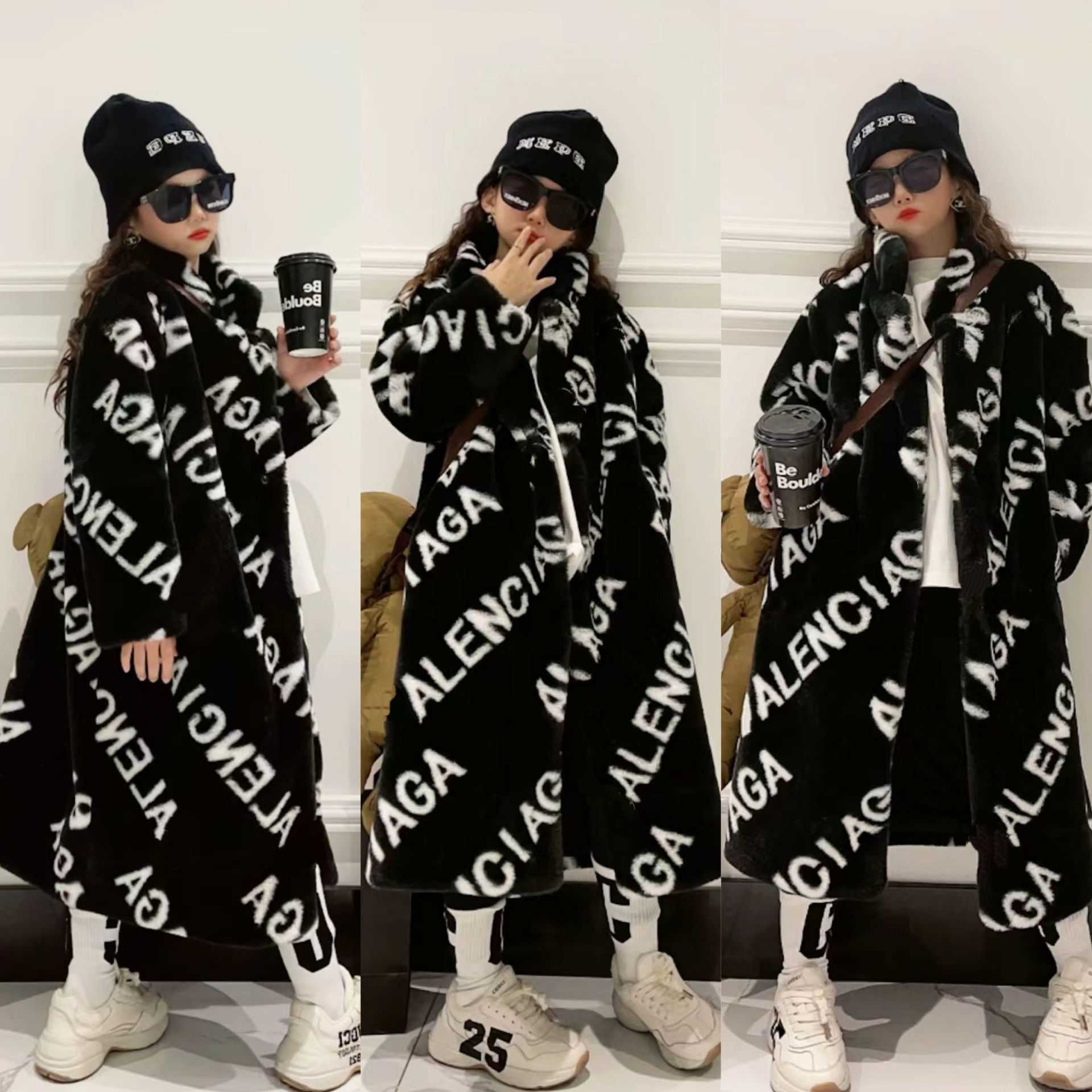 Manteau long pour enfants;vêtements pour enfants;Manteau en fausse fourrure de vison pour fille, ample et épais, nouvelle collection hiver 2025,