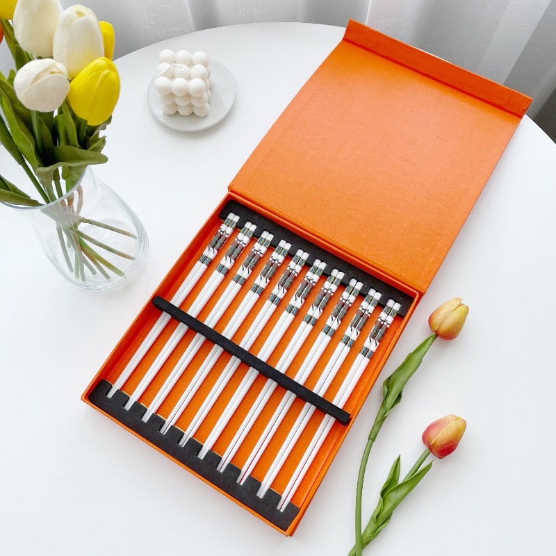 Chinese Style Series of Bone China Chopsticks, 10 Pairs Set, Exquisite Handmade Ceramic Depicting Delicate Porcelain Tableware-image-1081992954