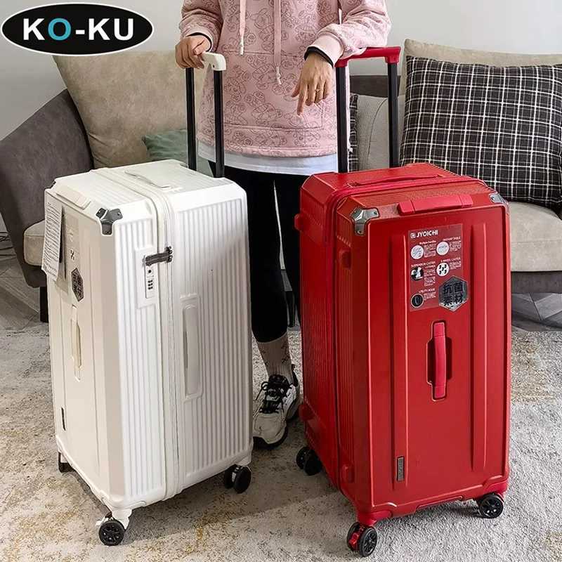 KOKU Carrier 28inch Large Size Luggage 4050 inch Explosionproof Five Wheels Brake Travel Suitcases Thickened PC Material W251028-image-1082097100
