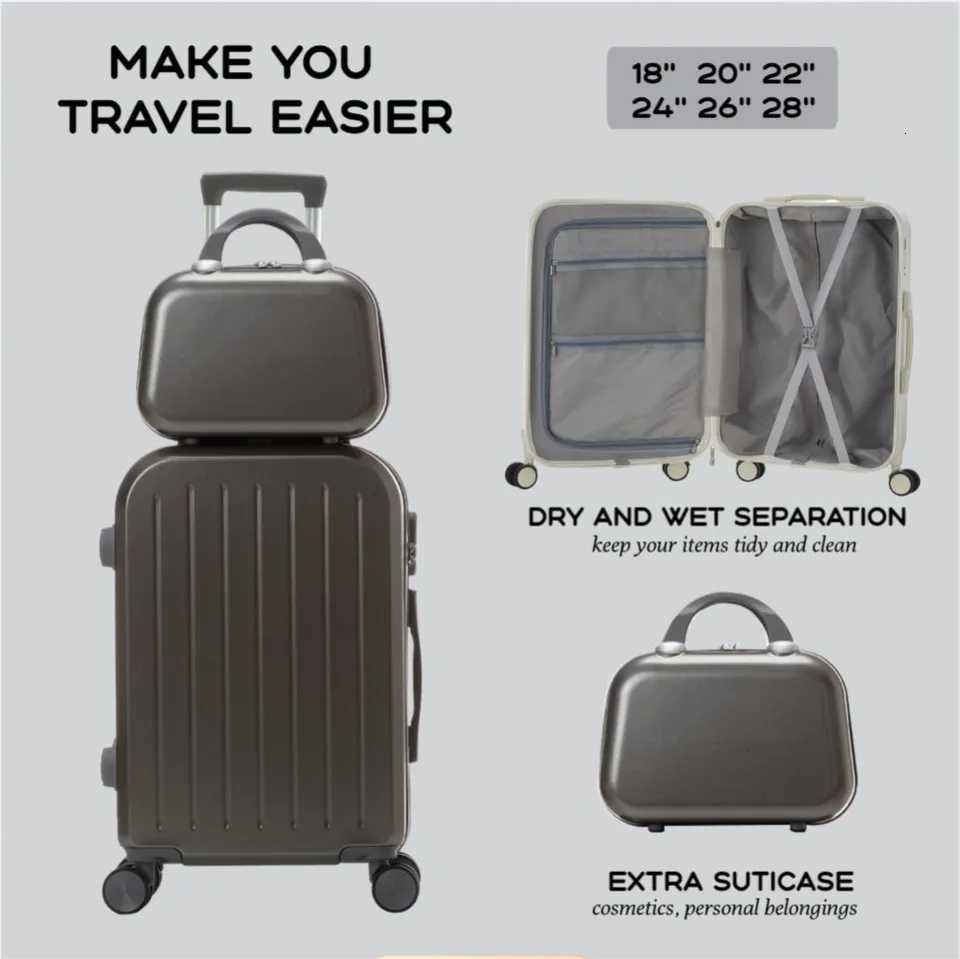2024 New Large Capacity Durable Luggage Sets ABSPC Suitcase Women Girl CarryOn Boarding Travel 182022242628 W251028-image-1082097773