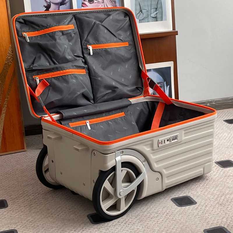 New 24 inch side opening luggage compartment with oversized wheels and 20 inch boarding case large capacity travel suitcase W251028-image-1082097016