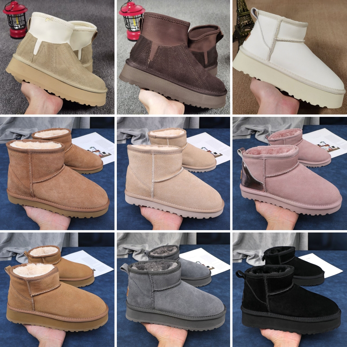 Designer Classic Ultra Mini Bottes Neige Micro Boot Plate-forme Courte Femmes Hommes Fourrure En Peau De Mouton Tasman Tazz Châtaigne Sable Semel
