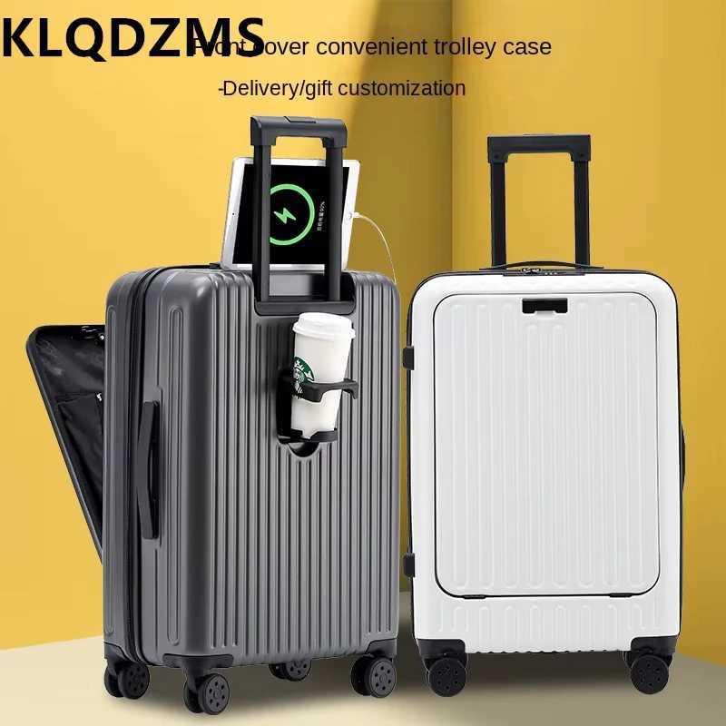 KLQDZMS Laptop Suitcase Front Opening Boarding Case Multifunctional Trolley Case USB Charging 202426 Inch Cabin Luggage W251028-image-1082098370