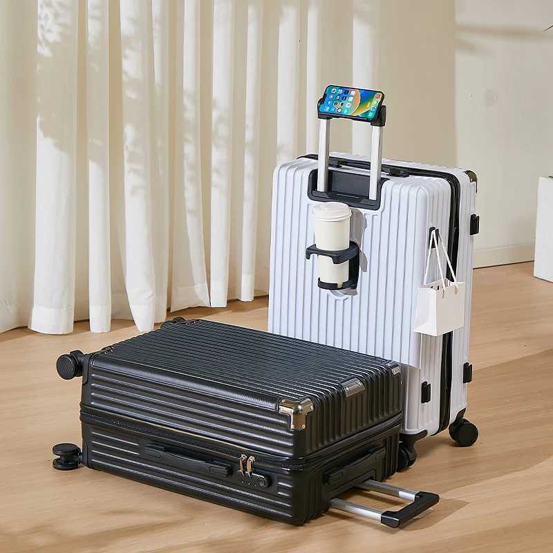 Travel Luggage Student New Model CarryOn Suitcase Password Box Universal Wheel Spinner with Cup Holder Phone Stand Side Hooks W251028-image-1082097571