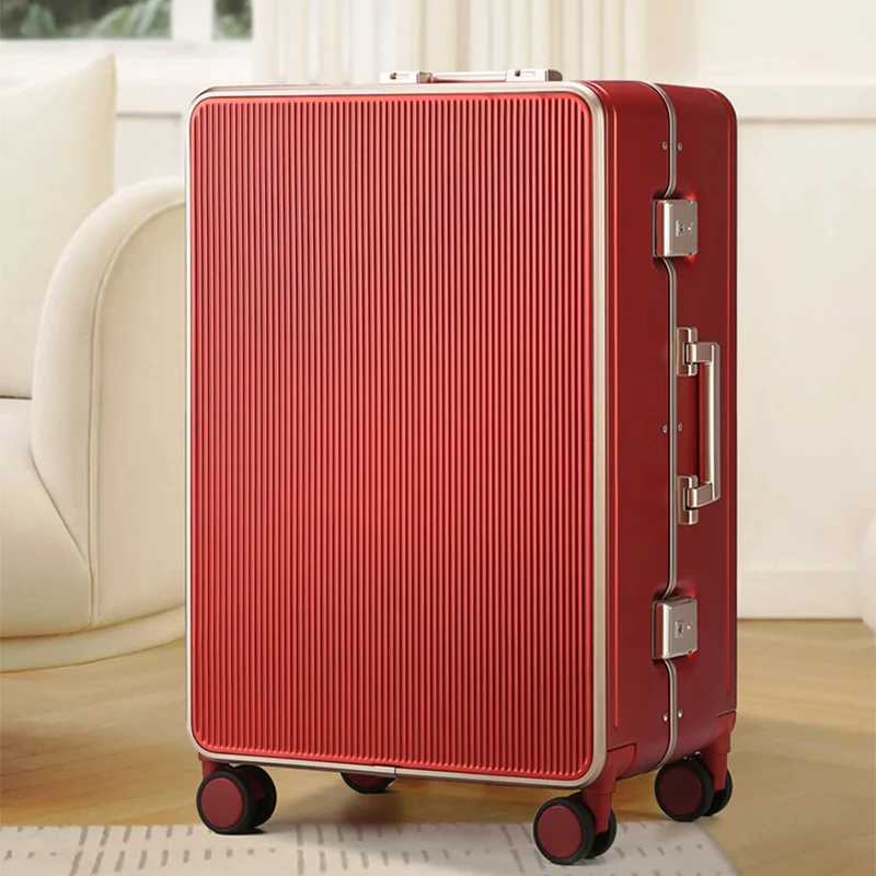 New Luggage Men and Women 2028 Inch Large Capacity Aluminum Frame Travel Suitcase with Retractable Handle Password Suitcase W251028-image-1082096515