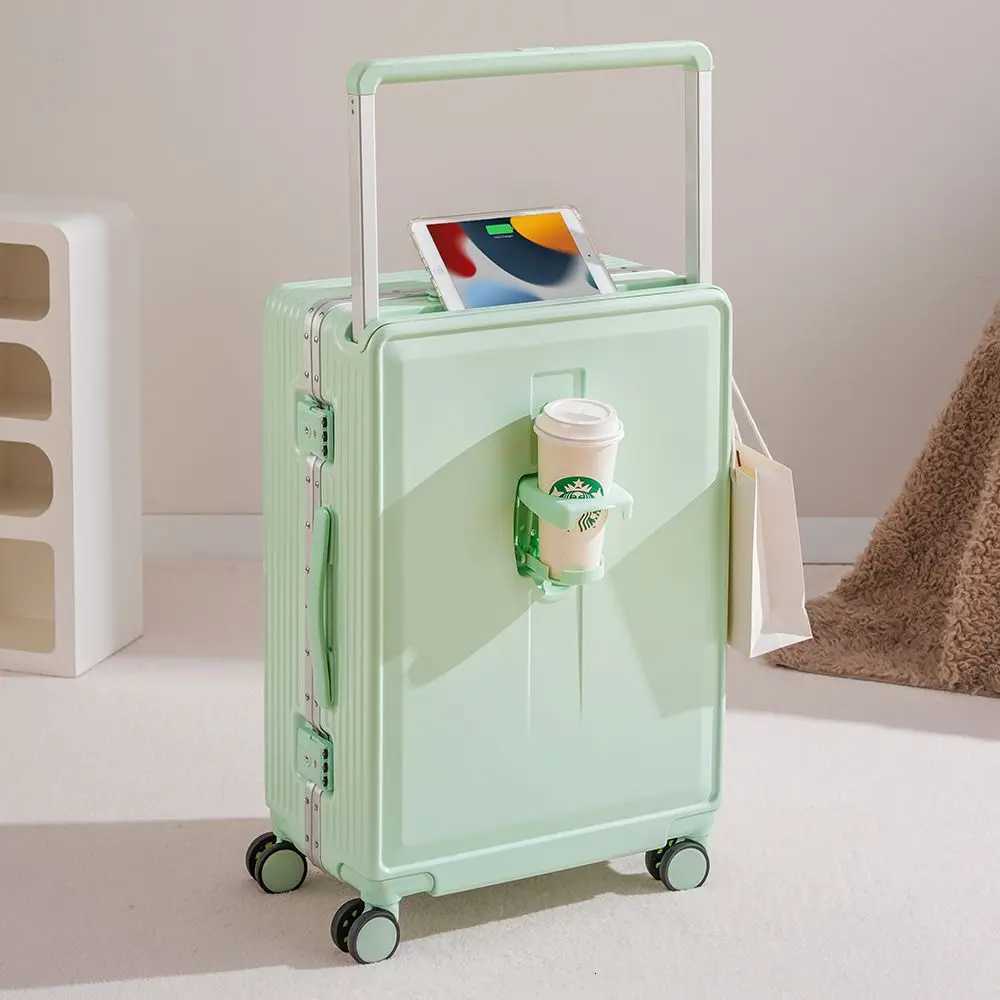 KOKU 30 inch Durable Travel Suitcases with USB Cup Holder Wide Trolley Case 28 inch Carrier Rolling Luggage 20 Boarding Box W251028-image-1082096994