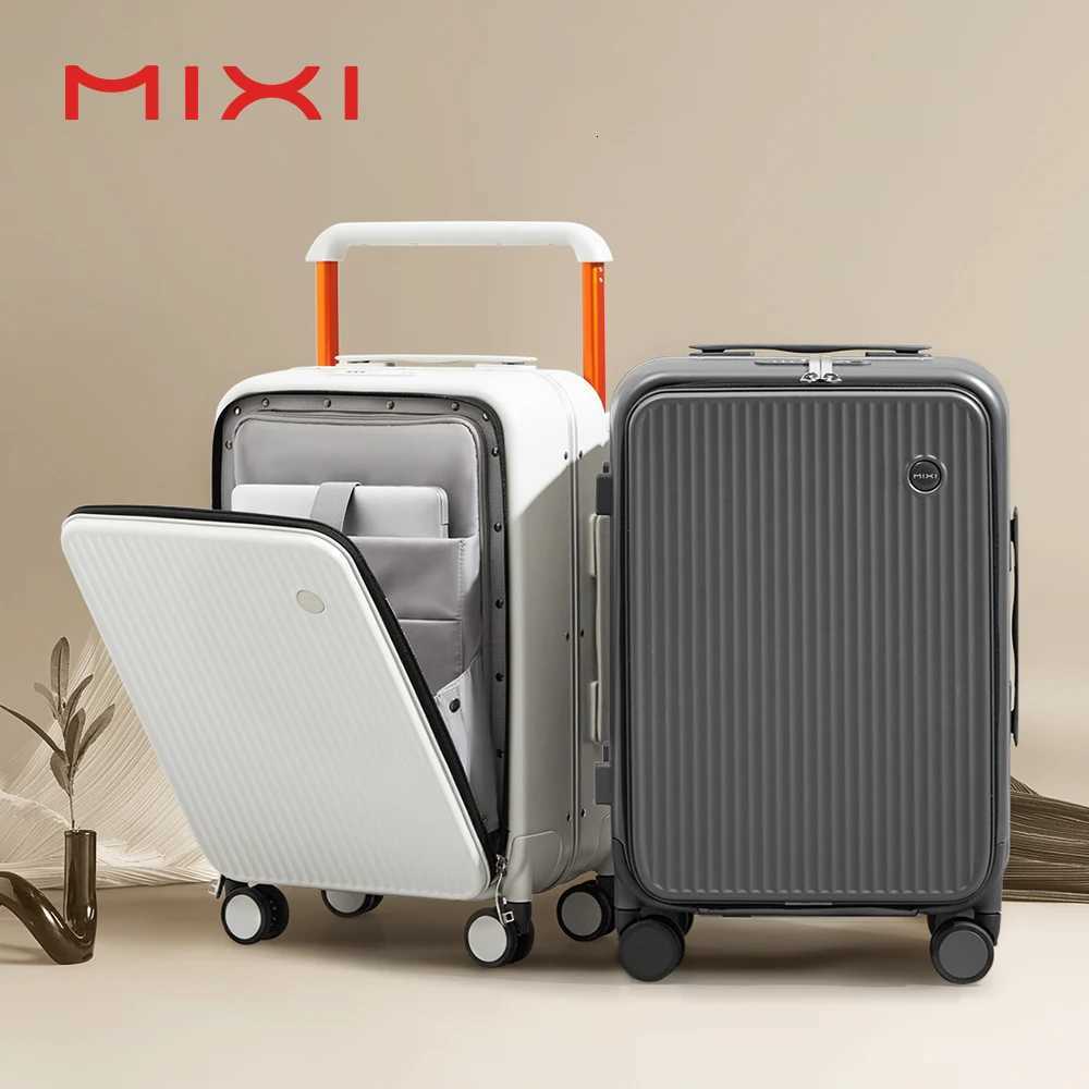 Mixi Front Laptop Pocket Suitcase Wide Handle Travel Suitcase Men 20CarryOn Luggage Women PC Aluminum Frame Trolley Case 24 W251028-image-1082098373