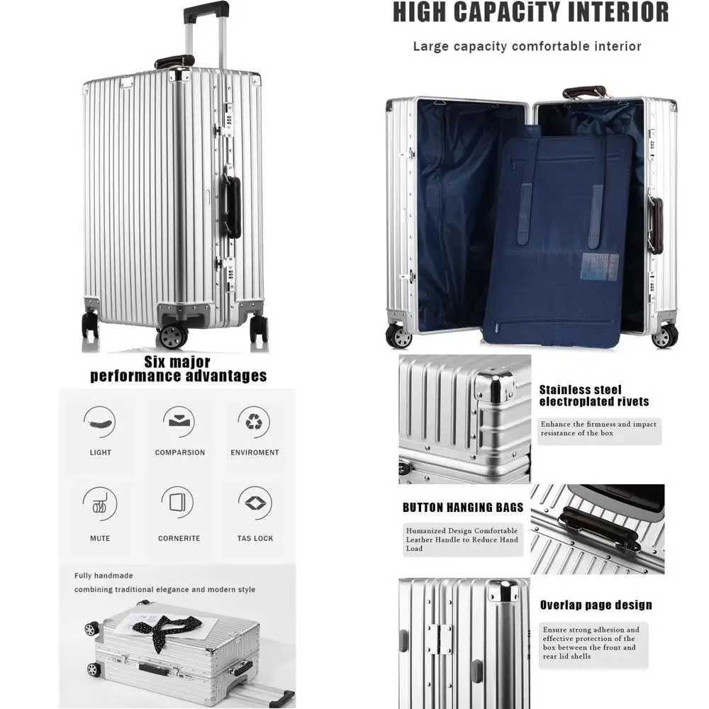aluminum hard shell luggage with tsa locks large wheeled suitcase in silver gray W251028-image-1082098374
