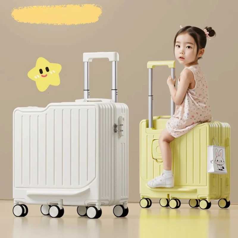 Kids Rideable Suitcase 20 Inch Cabin TSA Lock Lightweight Rolling Trolley Seat Travel Case Boys Girls Maleta De Maquillaje W251028-image-1082097175