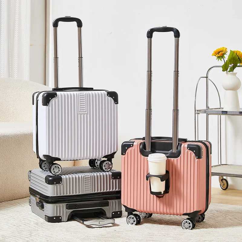 18inch solid color minimalist trolley case business lightweight suitcase thickened suitcase with casters and cup holders W251028-image-1082096653