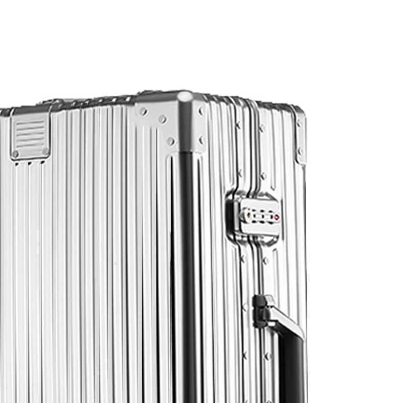 All Aluminum Magnesium Alloy Suitcase TSA Password Trolley Case Retro Metal Suitcase Trip Cabin Luggage 2030 Inch Travel Bags W251028-image-1082096882