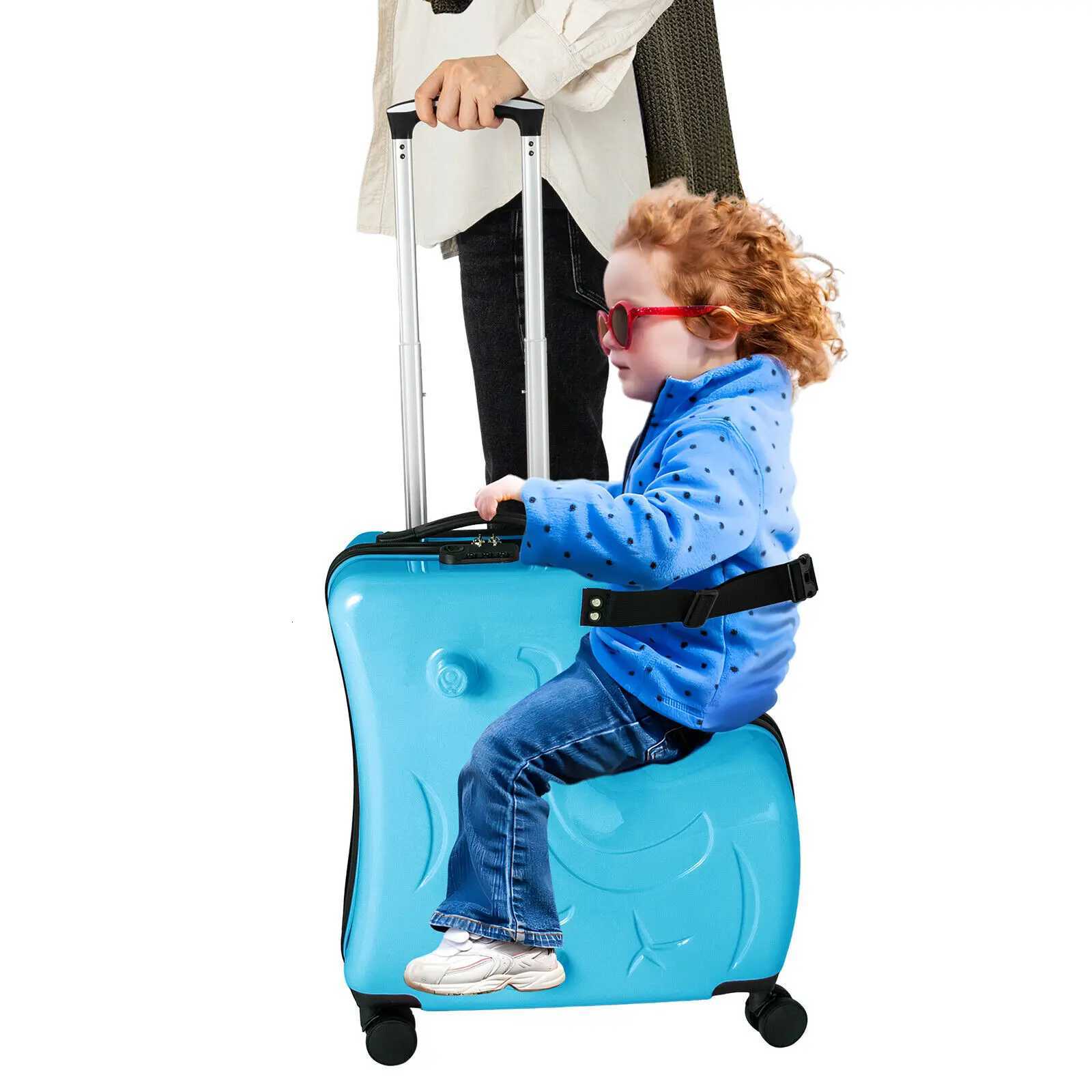 Aged 36 Blue Luggage Case Kids RideOn Roll Suitcase Horse Shaped Luggage Case PC ABS Aluminum Alloy W251028-image-1082098511