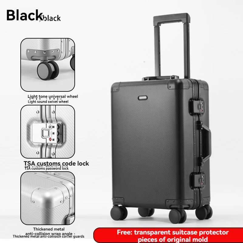 All aluminum magnesium alloy luggage suitcase mens and womens metal 20 inch boarding travel suitcase business leather suitca W251028-image-1082096641