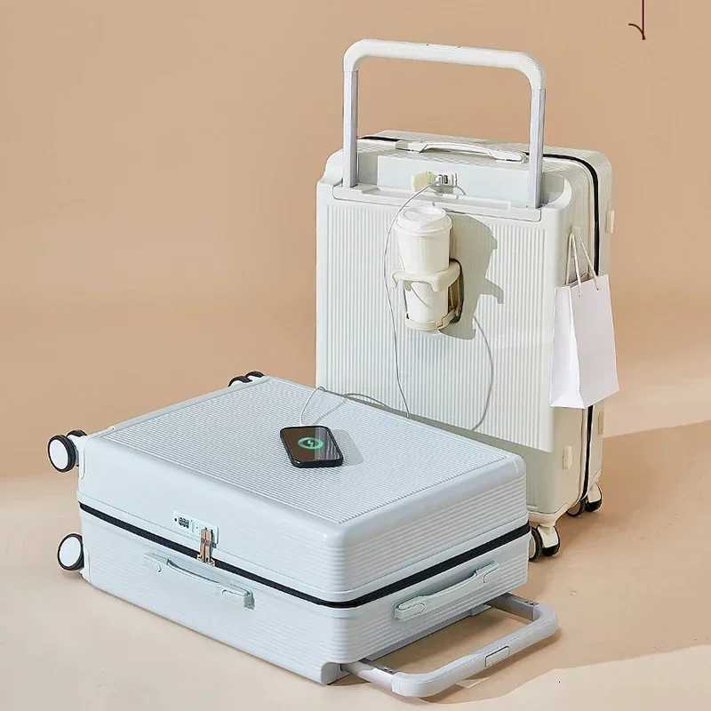 Wide Suitcase Black 26 Inch PC Trunk Ladies Thickened Trolley Case Multifunctional Password Boarding Box Rolling Luggage W251028-image-1082098386
