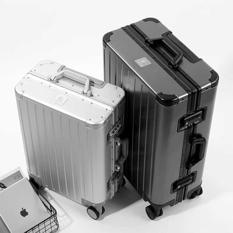 Full Aluminum Magnesium Alloy Luggage Frame 28inch Large Capacity Travel Suitcase Premium Trolley Case 20 CarryOn Suitcase W251028-image-1082097060