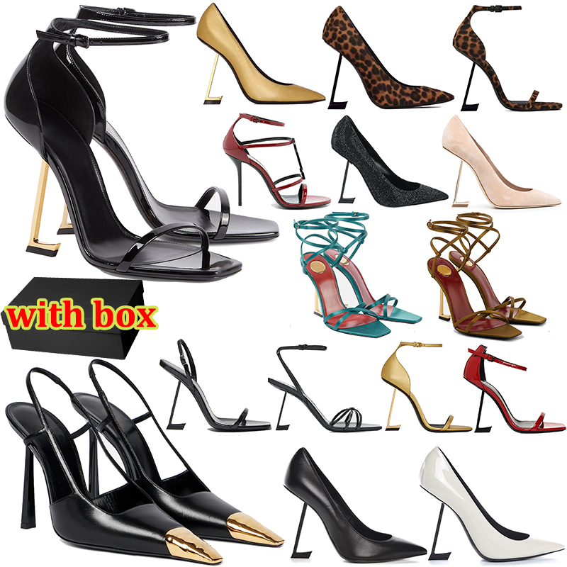 with box free shipping designer heels high women luxury Dress Shoes patent leather stylish sandals open Pointed toe Party Wedding Office black wh-image-949769654