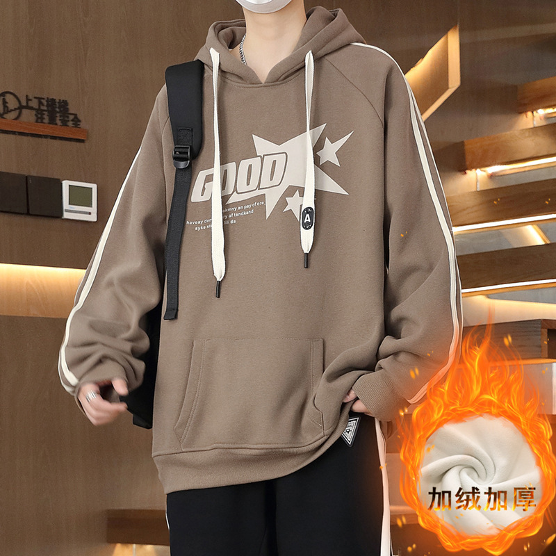 Spring And Autumn Hooded Sweatshirt Jacket For Teenage Boys Junior Men's hoodie High School Students Stylish Big Kids Fleece-lined And Thickene