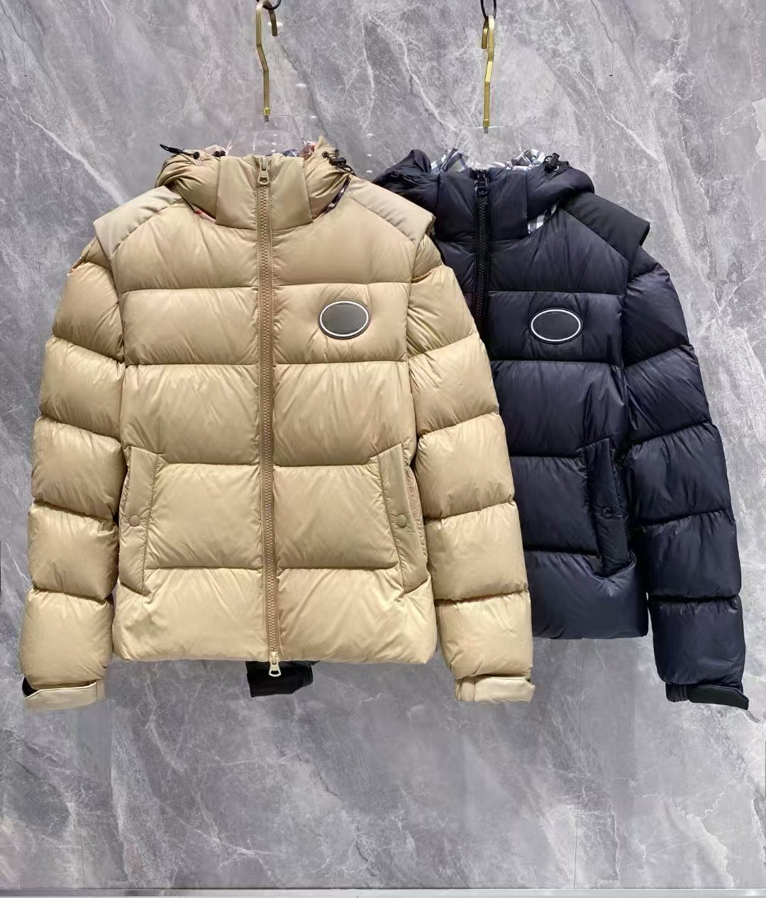 Veste bouffante de marque de luxe de styliste, Parka en duvet avec manches et capuche amovibles, tissu imperméable, remplissage en duvet de canar