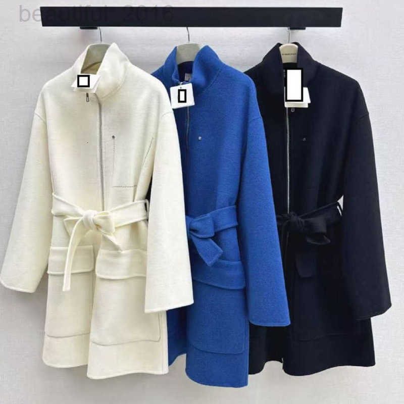 Mélanges de laine pour femmes designer 25 Automne Hiver Mode haut de gamme Élégant Polyvalent Élégant Col Montant Fermeture À Glissière À Lacets