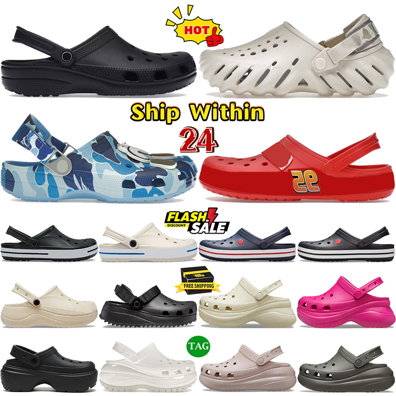 Mens designer sandales pour femmes Classic Mega Crush Clogs noir Echo Clog stucco bone chaussures plateforme décontractées Crocband EVA tongs été