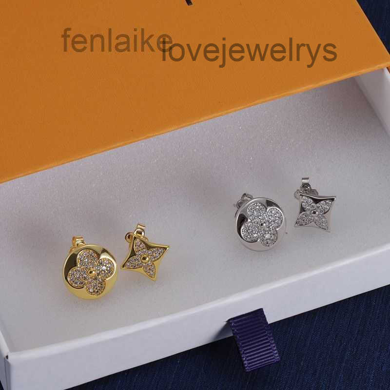 Diamond Designer Luxury Branded Stud Earring 18k Gold Silver Flower Studs Earrings Women Girl Wedding Party Love Jewelry never fade