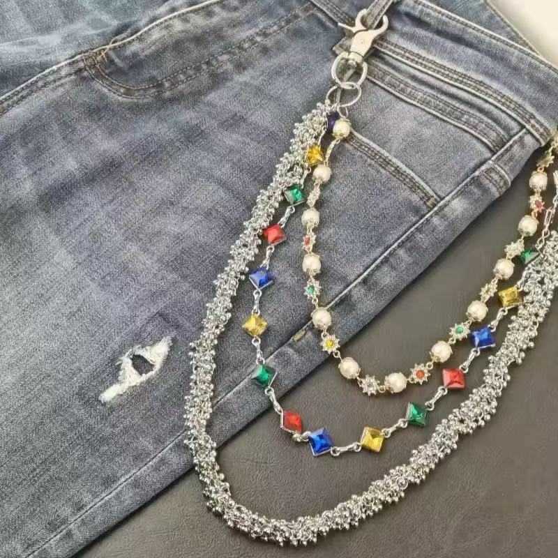 Hip Hop Mens and Womens Pants Chains High-quality Diamond Studded Beads Prayer Beads Waist Chains Body Chains Accessories 250122sp0y