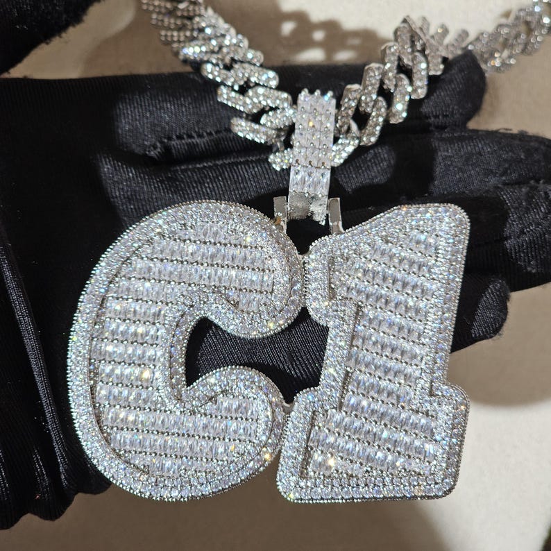 Pass Diamond Tester Iced Out Moissanite Name Pendant Custom 925 Silver VVS Diamond Hip Hop Letter Pendant Link Chain For Rapper