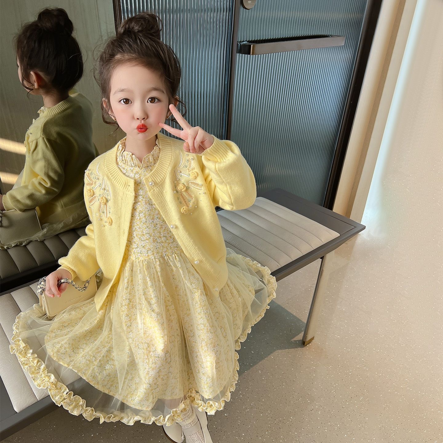 D570 Girls&#039; dresses, autumn 2025 new style, baby girl spring and autumn clothes, children&#039;s clothing, stylish princess dress-image-1082448048