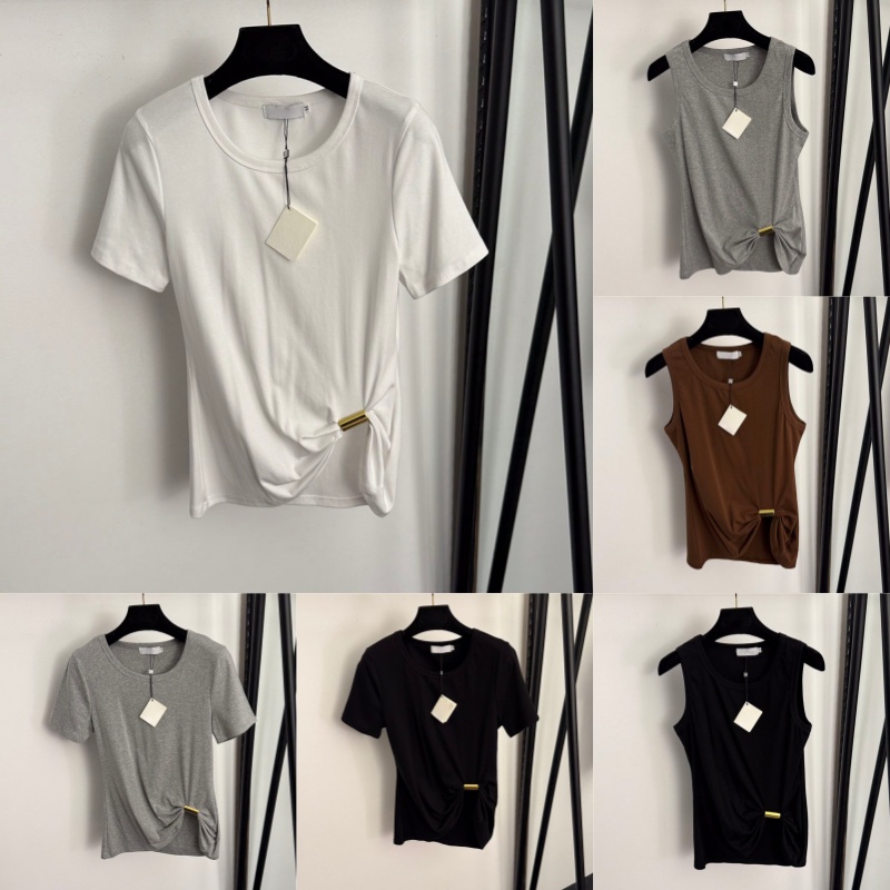 Brand Solid Color Tees For Women Designer Round Neck Casual T Shirts Ladies Elegant Slim Fit Dresses Tops Birthday Dinner Party Dress