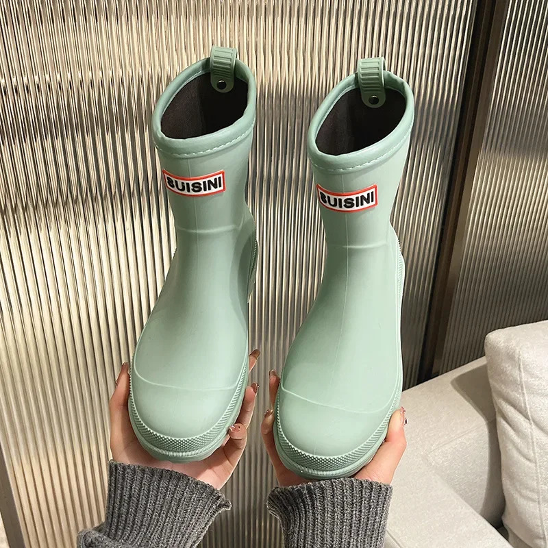 Winter Preppy Style Womens FleeceLined Rain Boots AntiSlip Rubber Shoes Fashionable Outer Wear Adult Beautiful Waterproof 251028