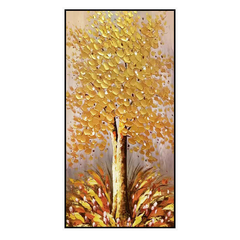 Entrance money tree new Chinese style texture decorative oil painting living room vertical format corridor passage three-dimensional painting L26-image-877880012