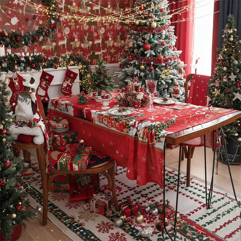 Christmas-themed tablecloths, coffee tablecloths, restaurant tablecloths, Christmas decorations DWRN01-image-1082364410