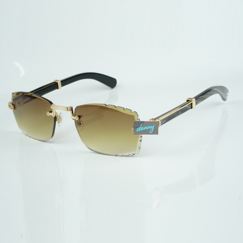 Vente chaude lunettes de soleil sculptées 0377O à la mode ombrage naturel noir texturé corne de buffle taille 18 140mm