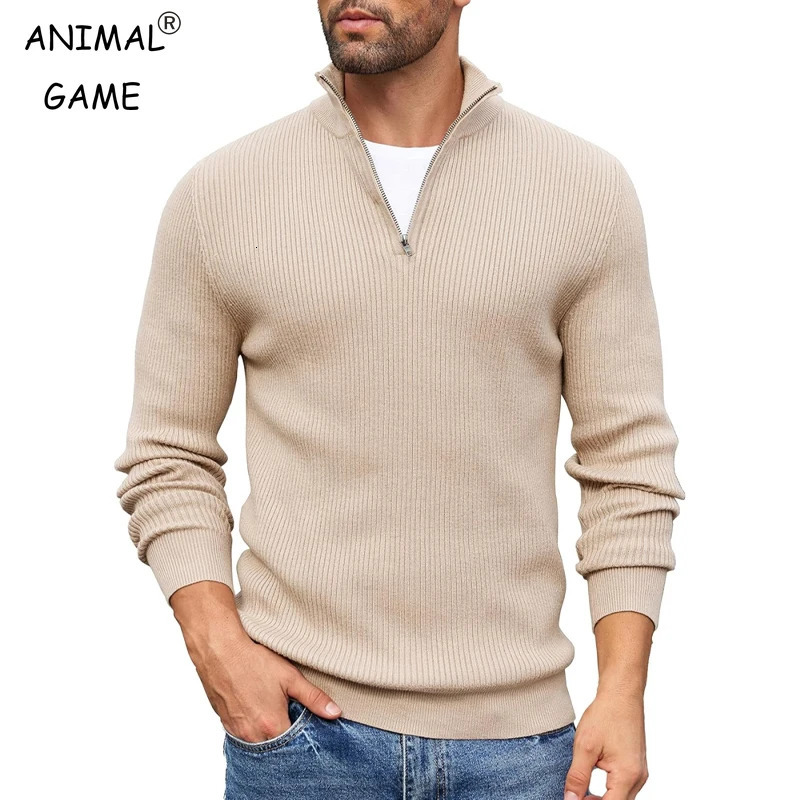 Mens Turtleneck Pullover Sweaters Zip Knitted Jumper Winter Sweater Long Sleeve Work Warm Coats Slim Fit Lightweight Outwear 251028BJ