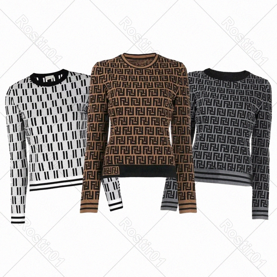Pull femmes automne col rond Designer Cardigan femmes pull pulls rayés pulls à manches longues haut de gamme Jacquard tricot Sweateraquv #