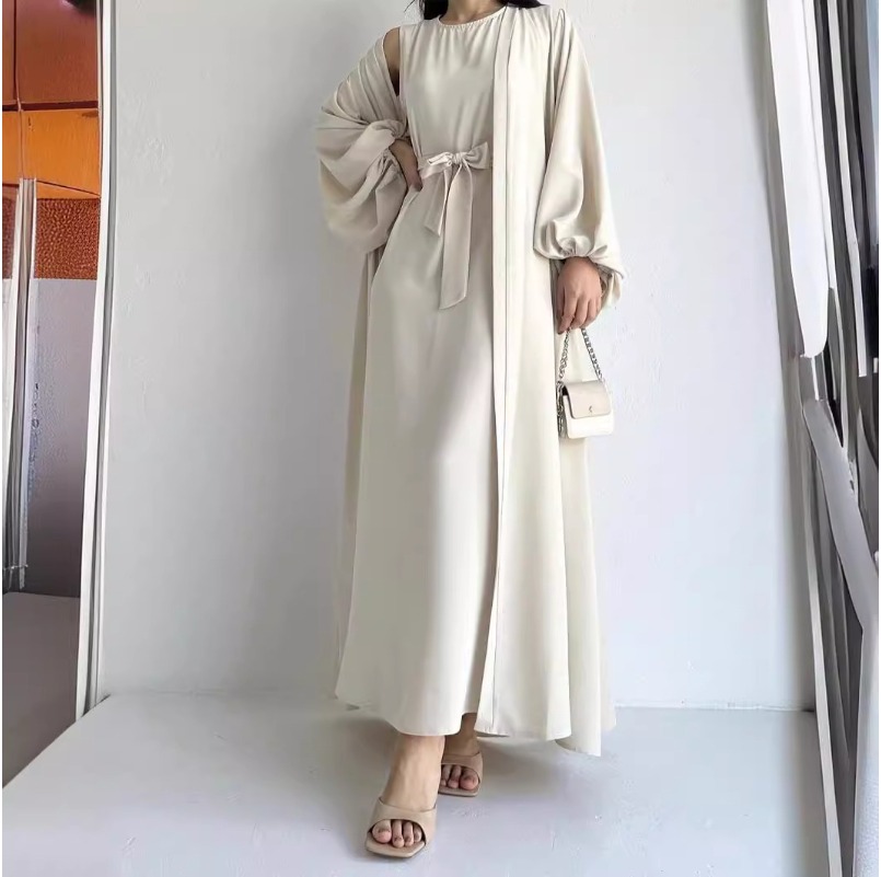 (1200) Robe longue personnalisée pour femmes, vêtements d'extérieur amples, cravate à la taille