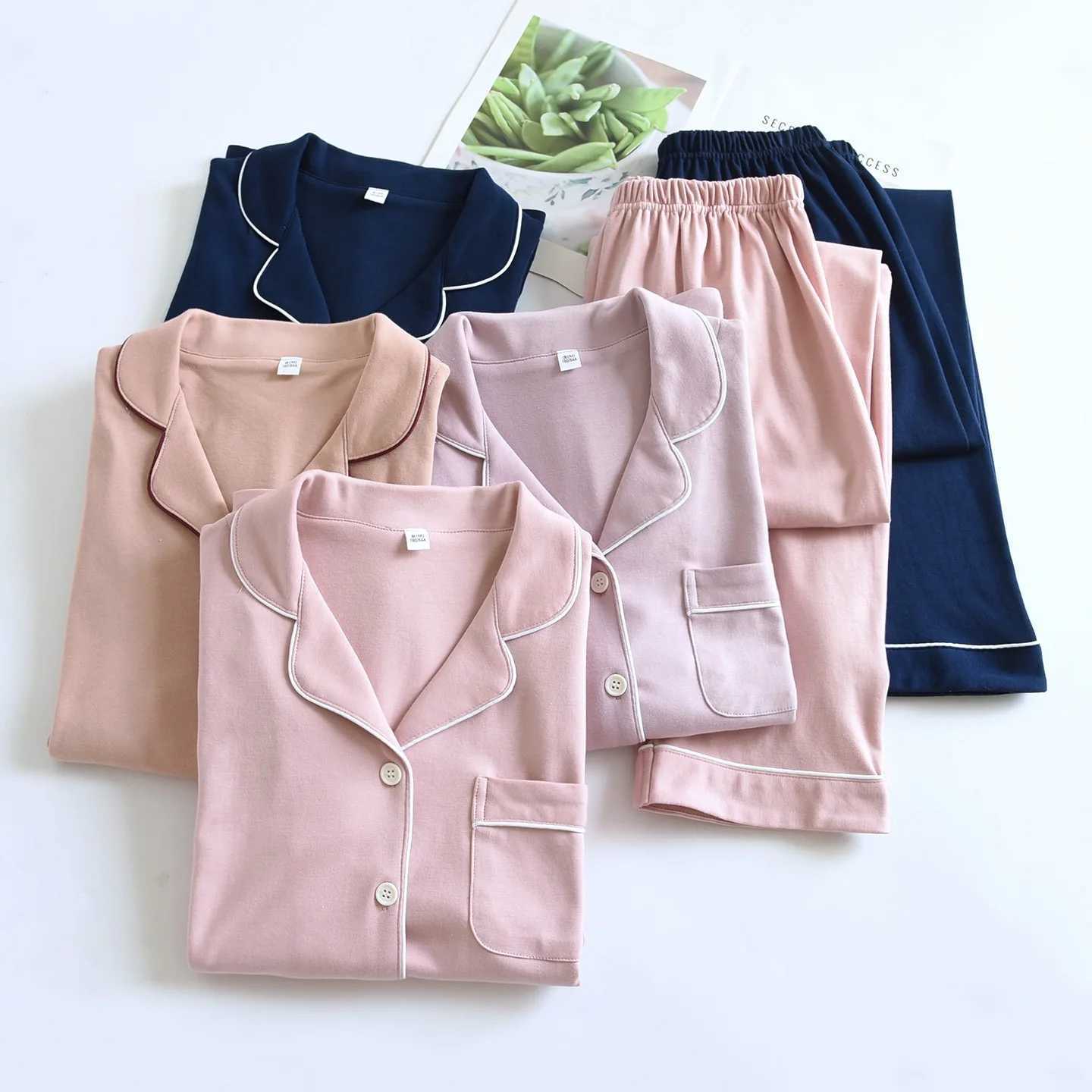 100 cotton thick Womans PajamaThick spwear Long Sved Pants Two Piece Set Ladies Homewear Warm Spwear womens pajamas S251030-image-1082430600