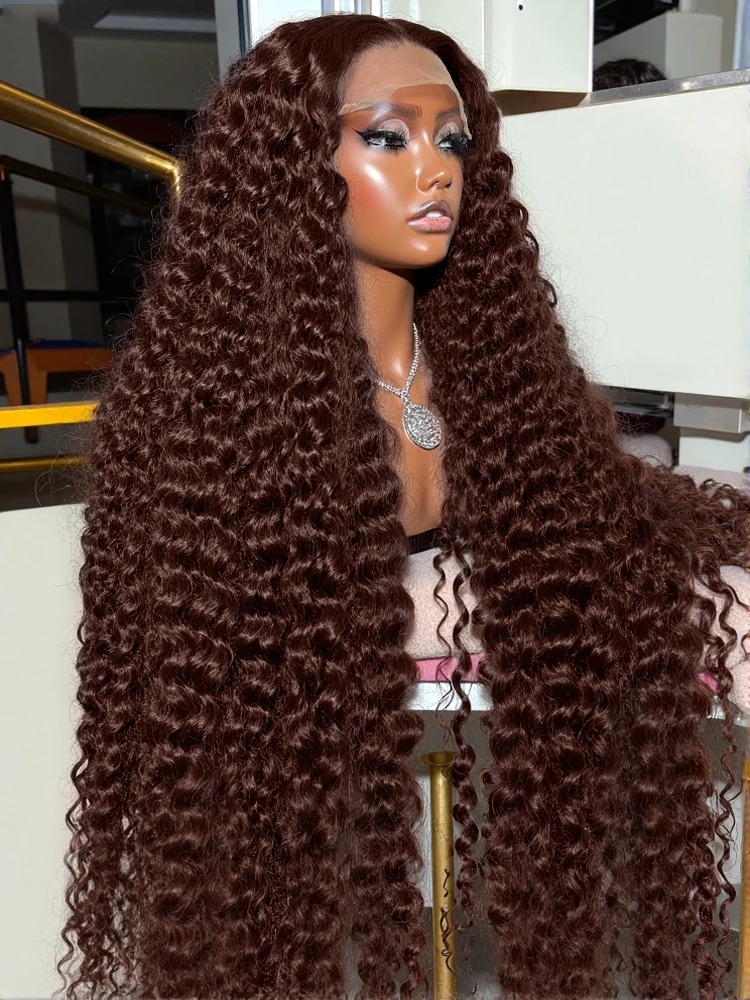 Brown Wig Curly Human Hair Wigs 13x4 HD Lace Front Wigs Loose Deep Wave Frontal Wigs Brazilian Hair Preplucked Ready To Wear High Quality Synthetic for Wemon 41$