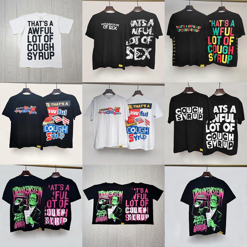 Slogan d'été pour hommes Designer Thats A Wful Lot Of Caugh Syrup Print Col rond Casual Commuter Emo Style des années 2000 T-shirt coloré à manch