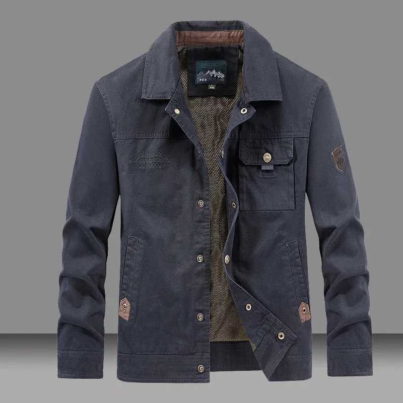 Spring Autumn Cotton Trendy Mens Fashion Outerwear Windbreaker Coats Men TurnDown Collar Tactical Jackets 5XL W251030 ed