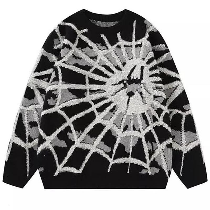 American Spider Sweater Knit Mens Jumpers Autumn Winter Wool Pullovers Hip Hop Harajuku Y2k Vintage Oversize Knitted Sweater 251028BJ