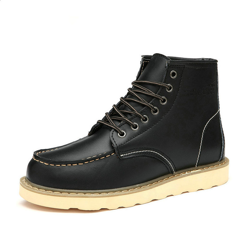 Botas para hombre, botas altas, zapatos de cuero para hombre, moda de invierno, zapatos cálidos de felpa, zapatillas de deporte para exteriores, bot
