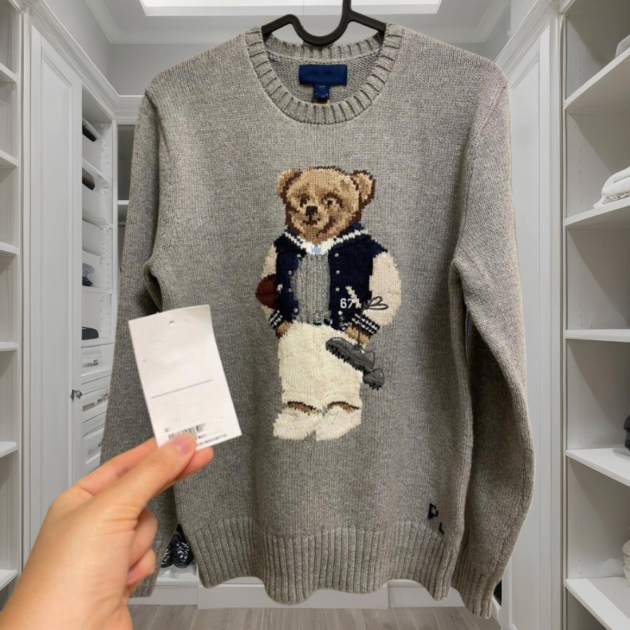 Pull tricoté brodé ours unisexe de créateur-pull d'hiver pour hommes et femmes L26106